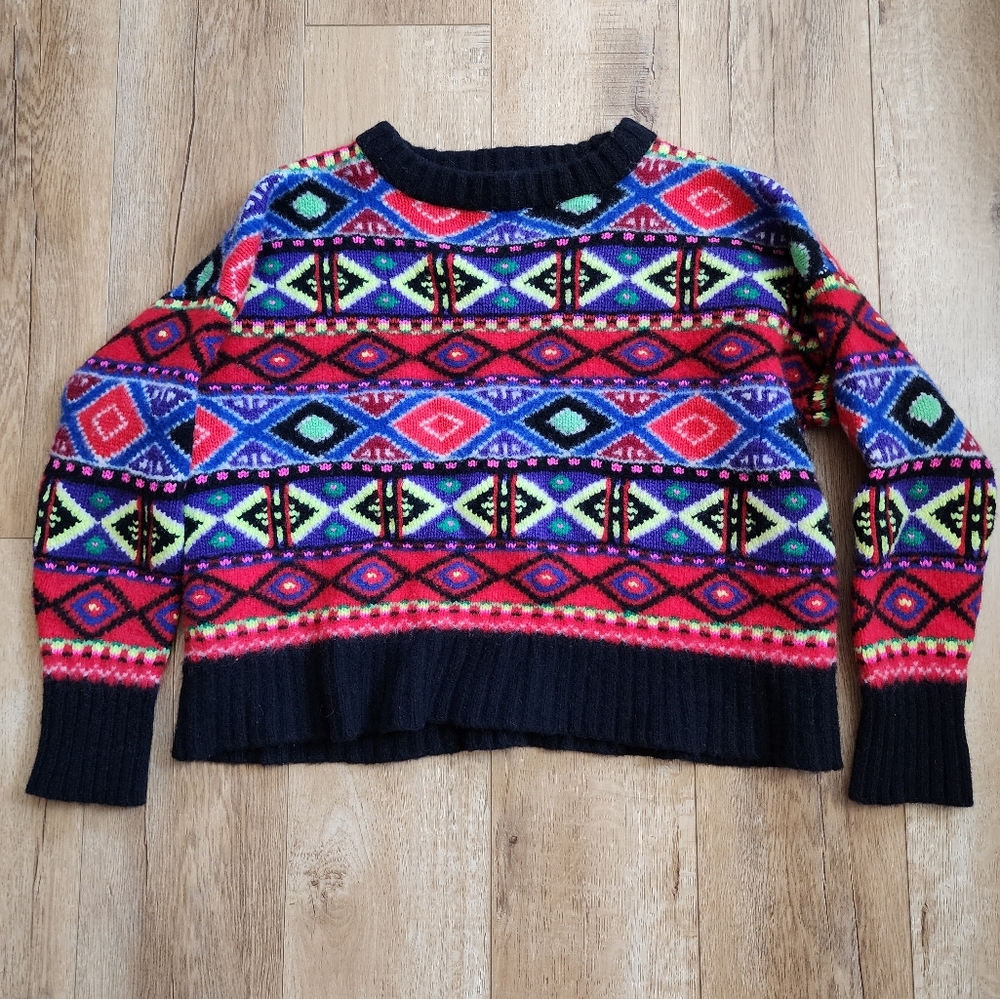 Womens Lauren Ralph Lauren Vintage Hand Knit Sweater Jumper Fair Isle Size XL.